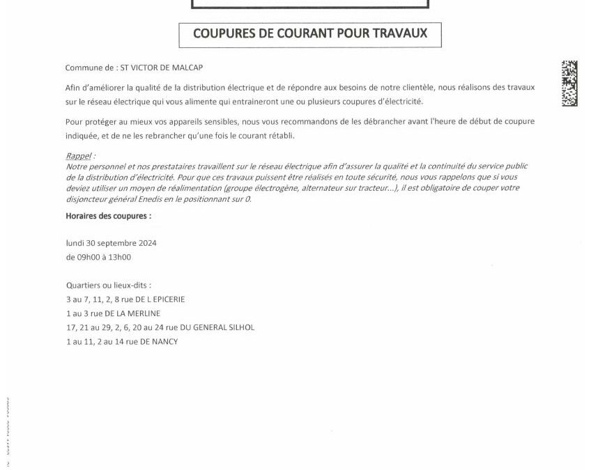 Coupure de courant Enedis