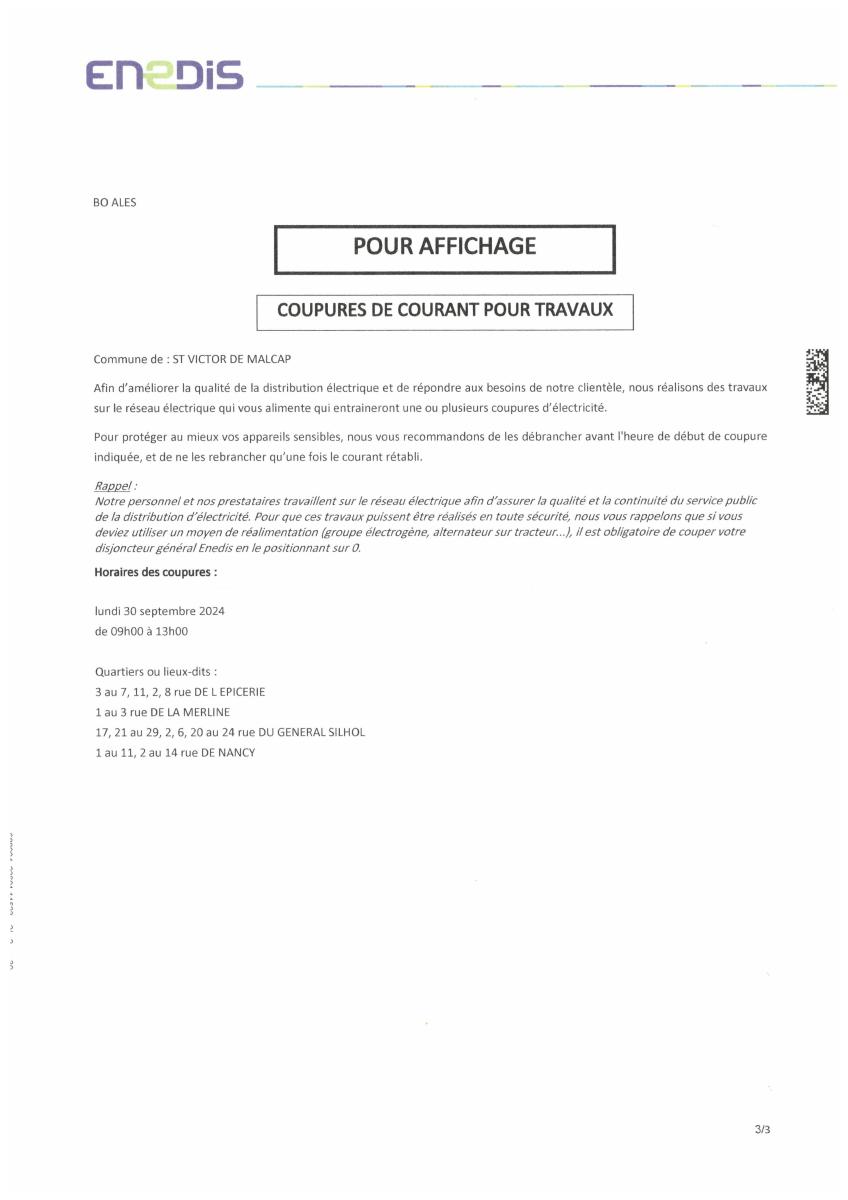 Coupure de courant Enedis