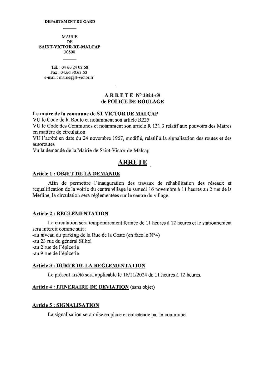 Circulation dans le centre village