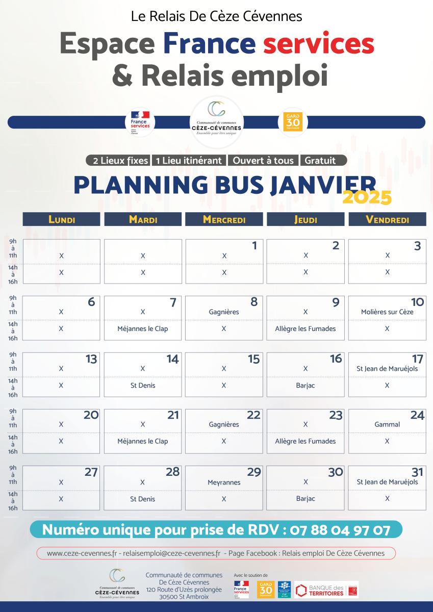 Planning bus services et relais emploi