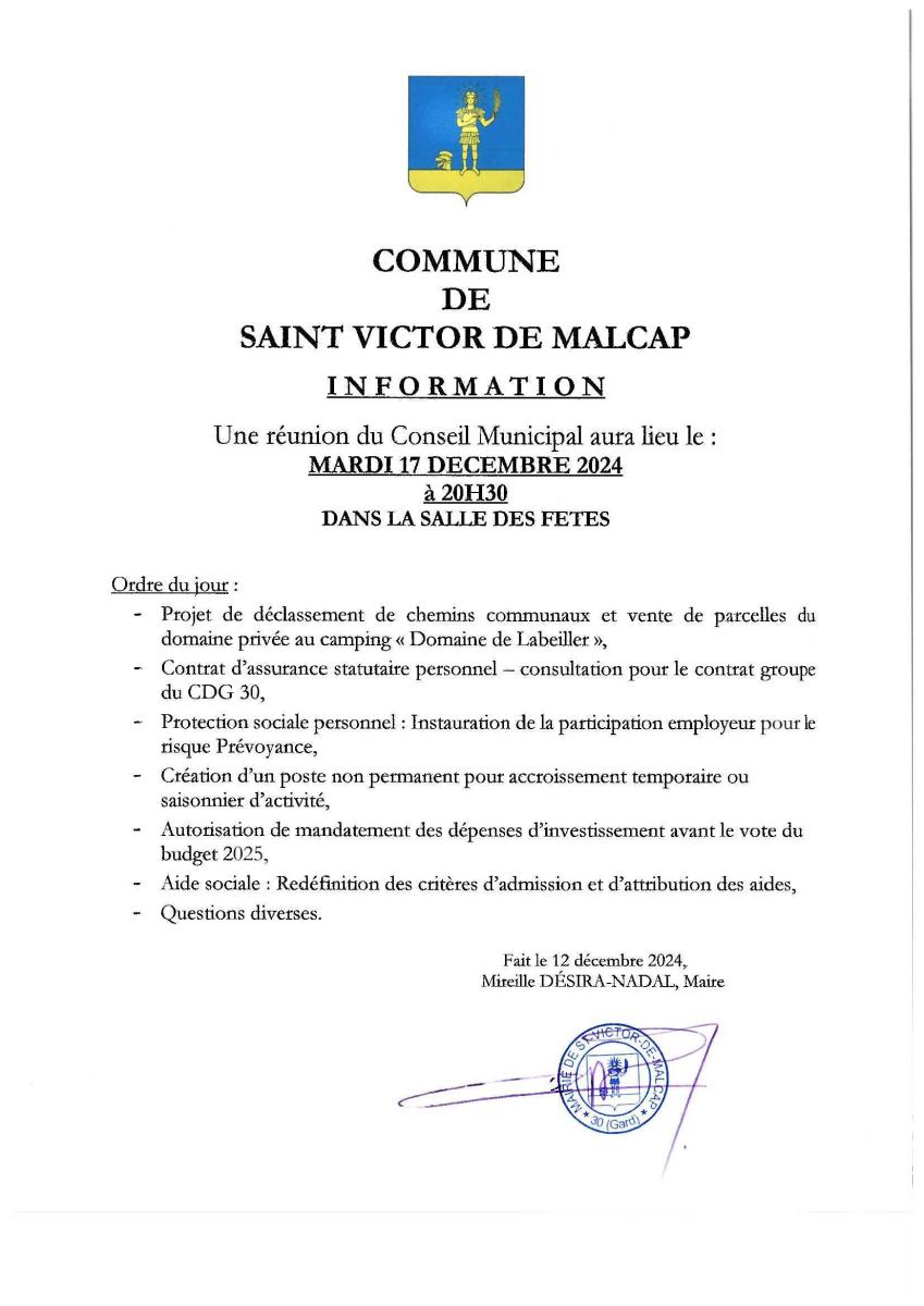 Convocation du conseil municipal