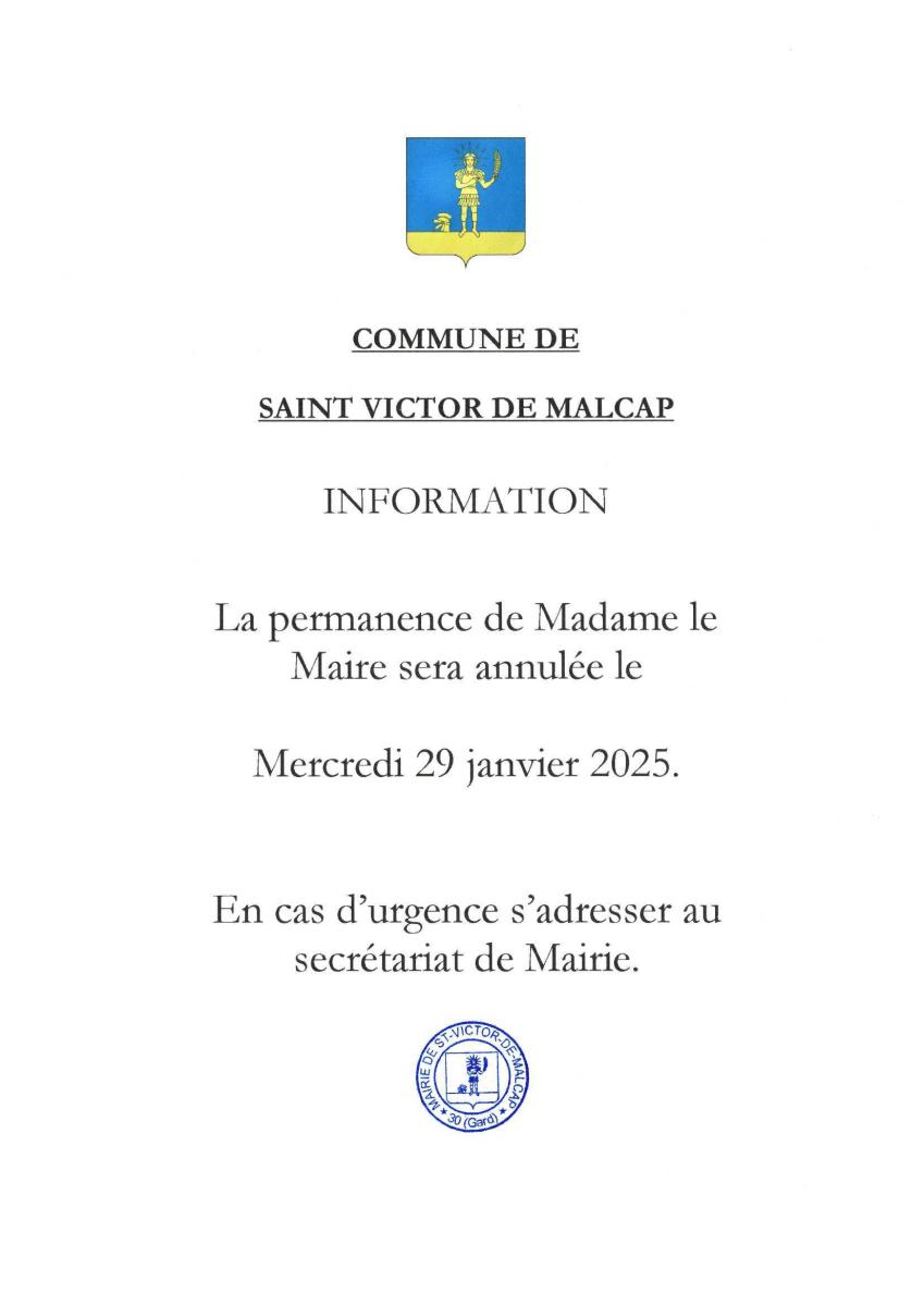 Annulation permanence mairie