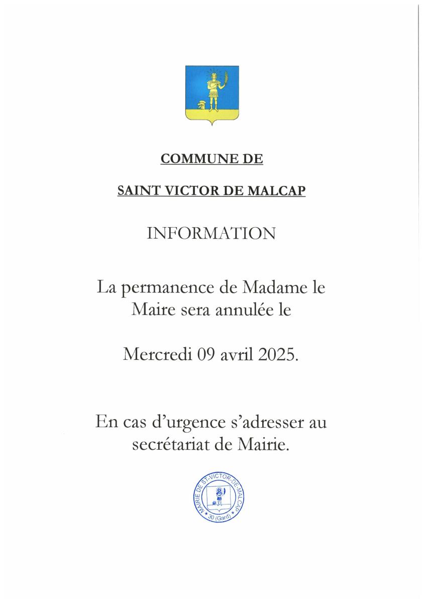 Annulation permanence de Mme le Maire