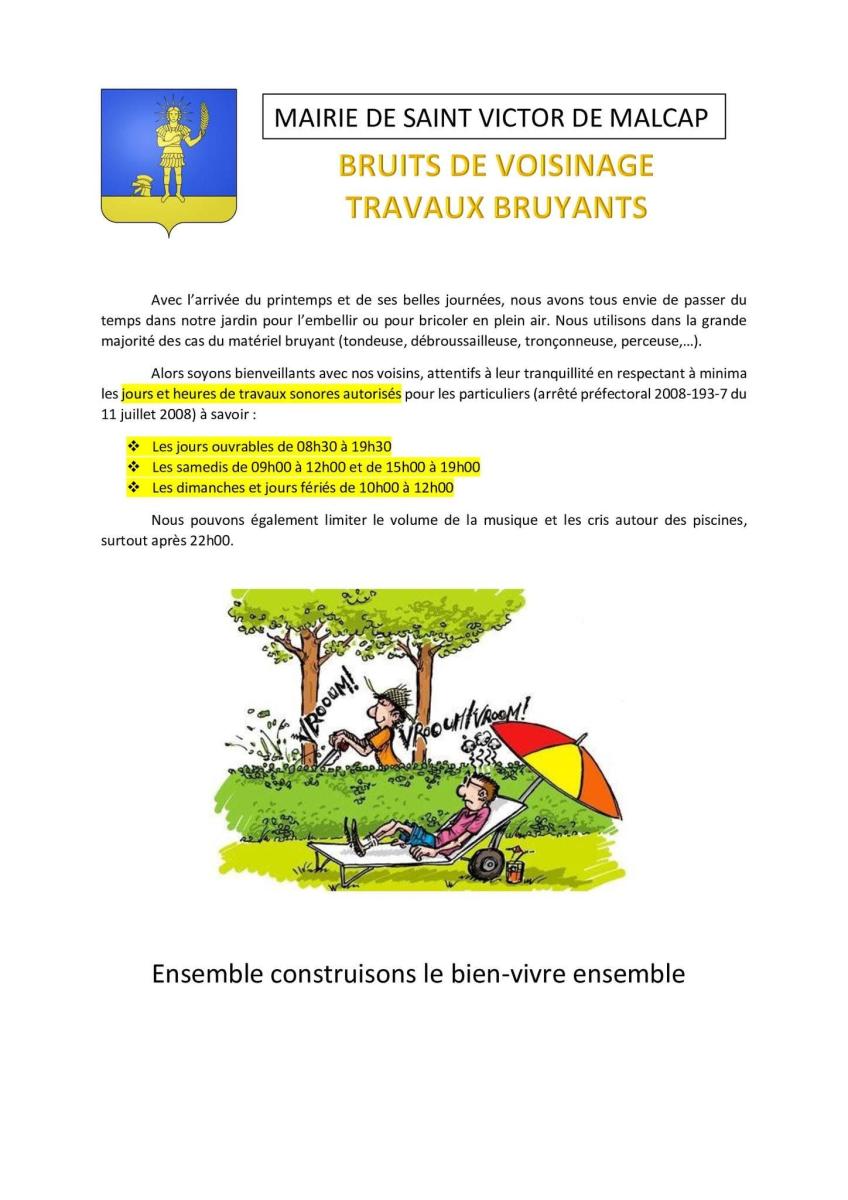 Bruits de voisinage, travaux des particuliers et entreprises