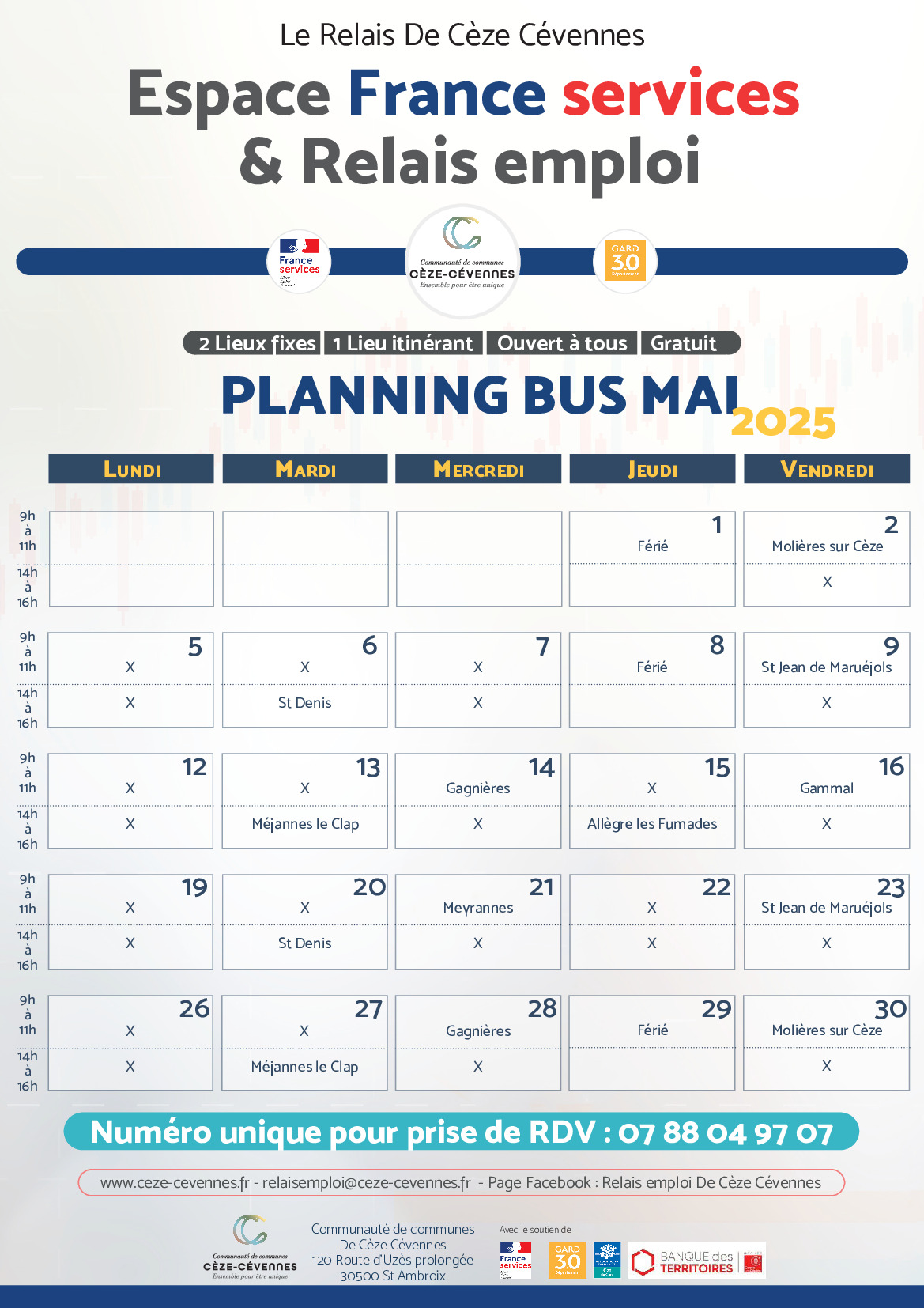 Planning bus service et relais emploi