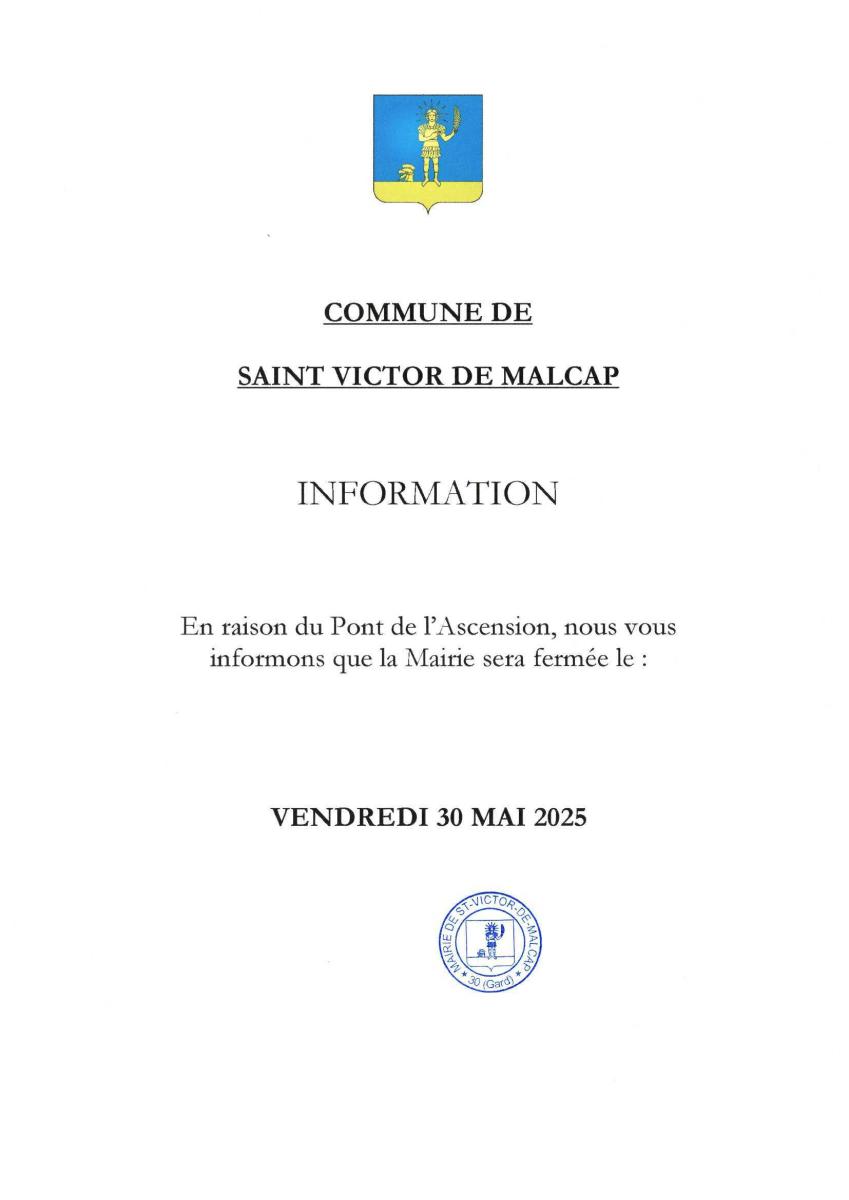 Fermeture des services de la mairie