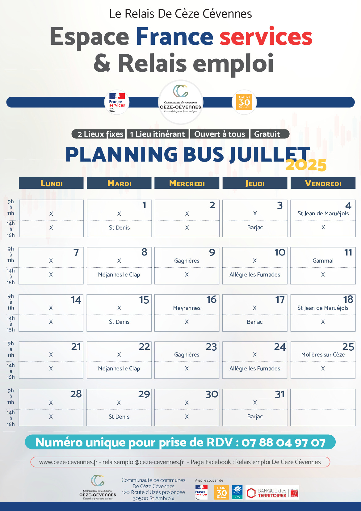 Planning bus service emploi
