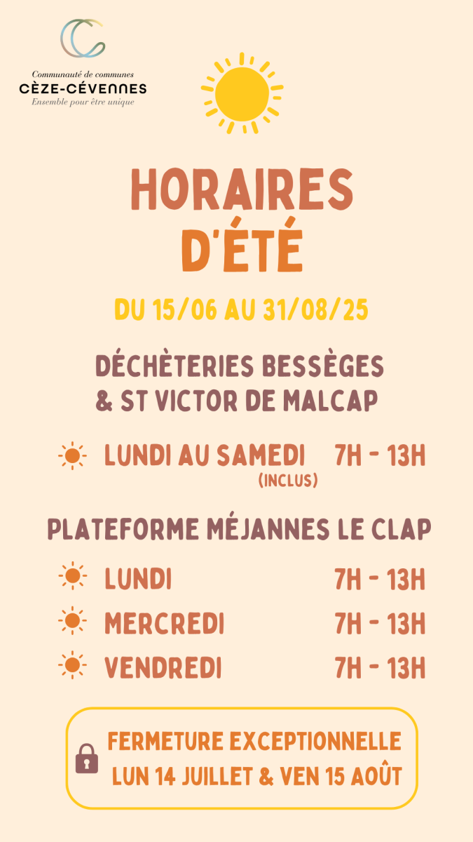Horaires d&rsquo;ouverture déchetterie