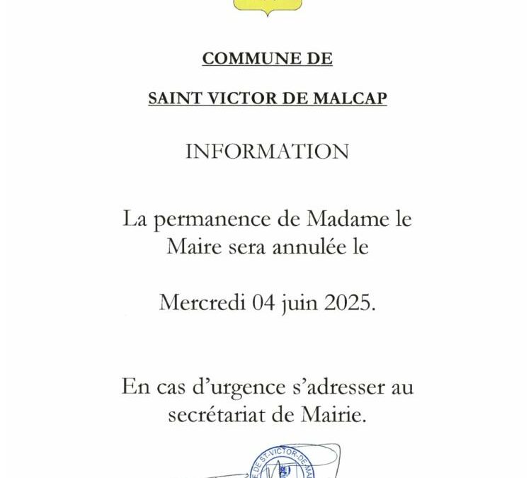 Permanence de Madame le maire
