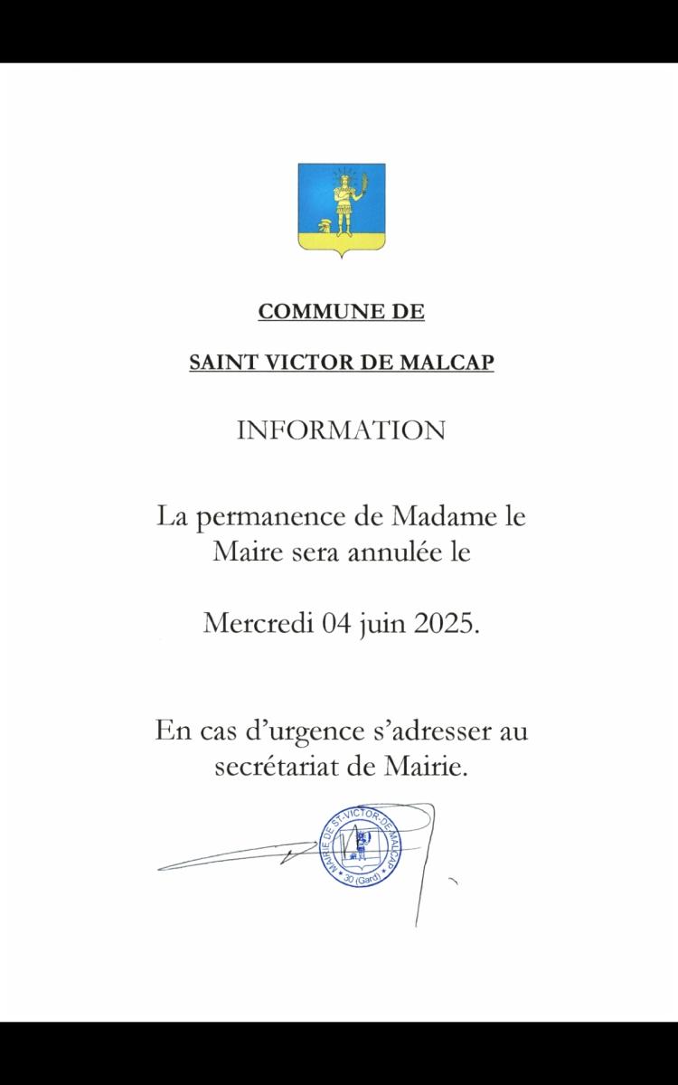 Permanence de madame le Maire