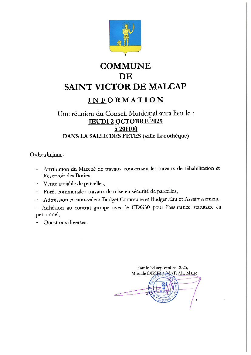 Prochain conseil municipal