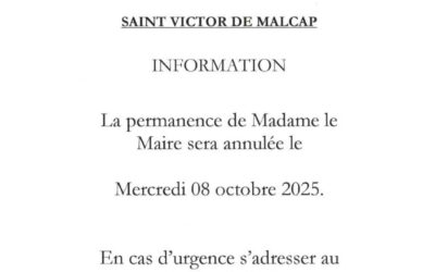 Annulation permanence de madame le Maire