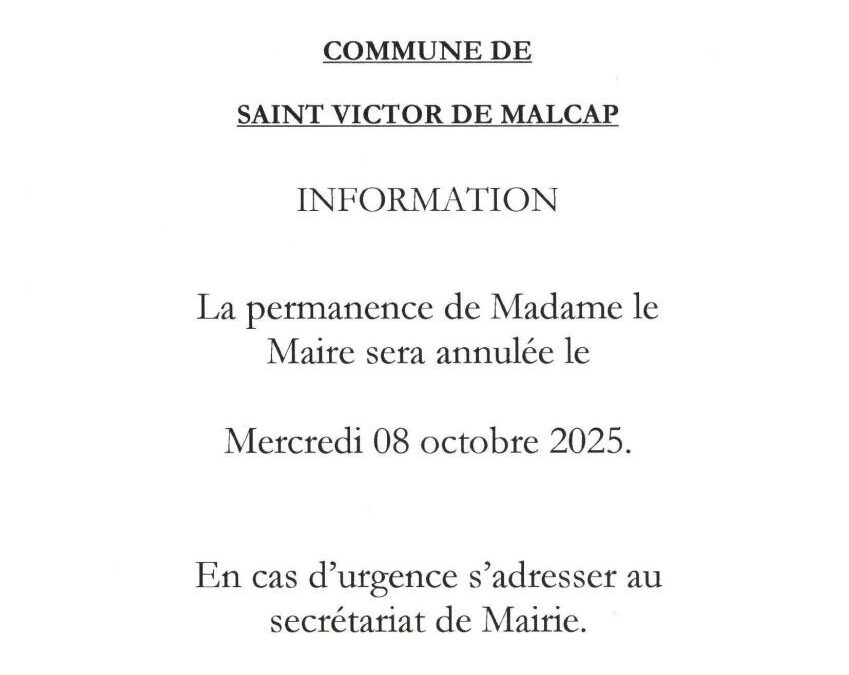 Annulation permanence de madame le Maire