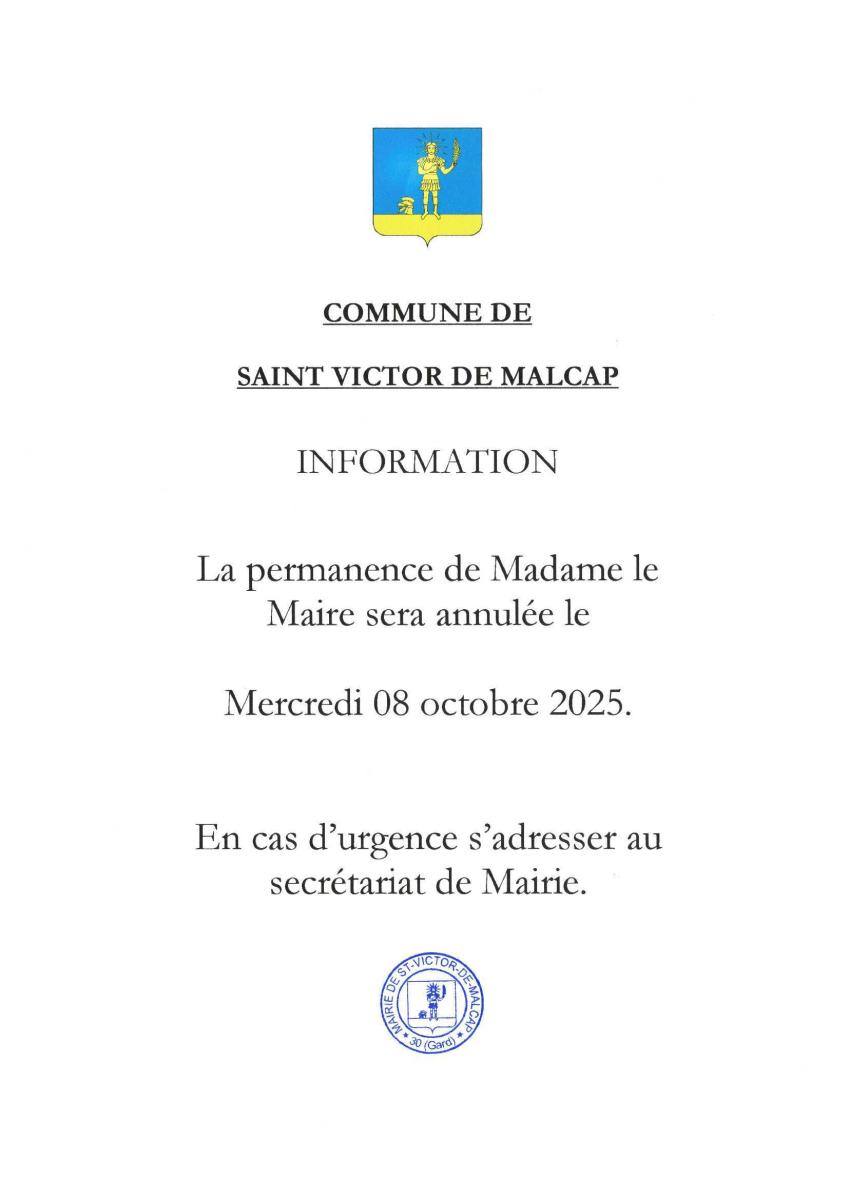 Annulation permanence de madame le Maire