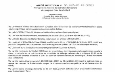 Abrogation de l’arrêté sécheresse